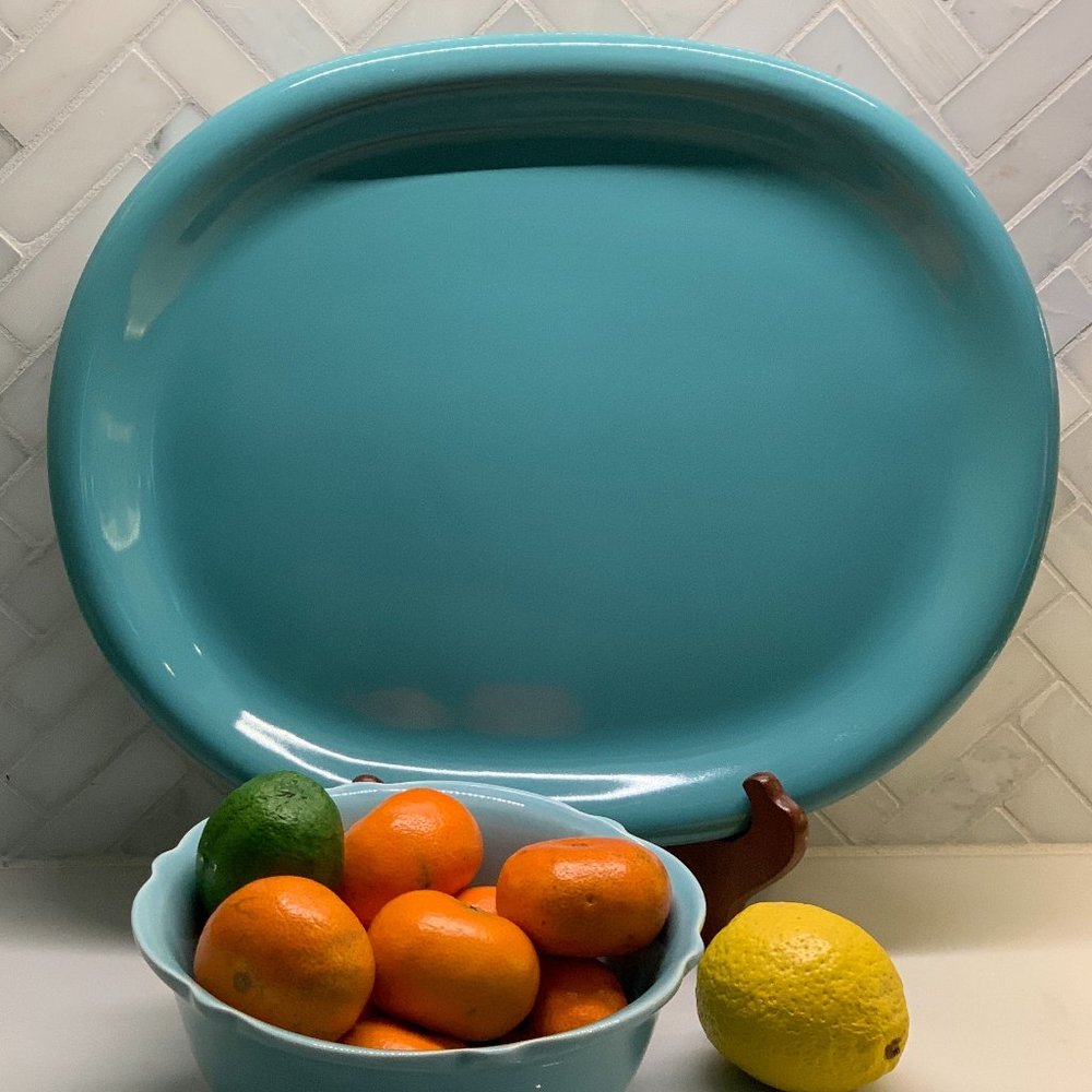 Vintage Crown Corning Japan Teal Serving Platter - Picture 2 of 15